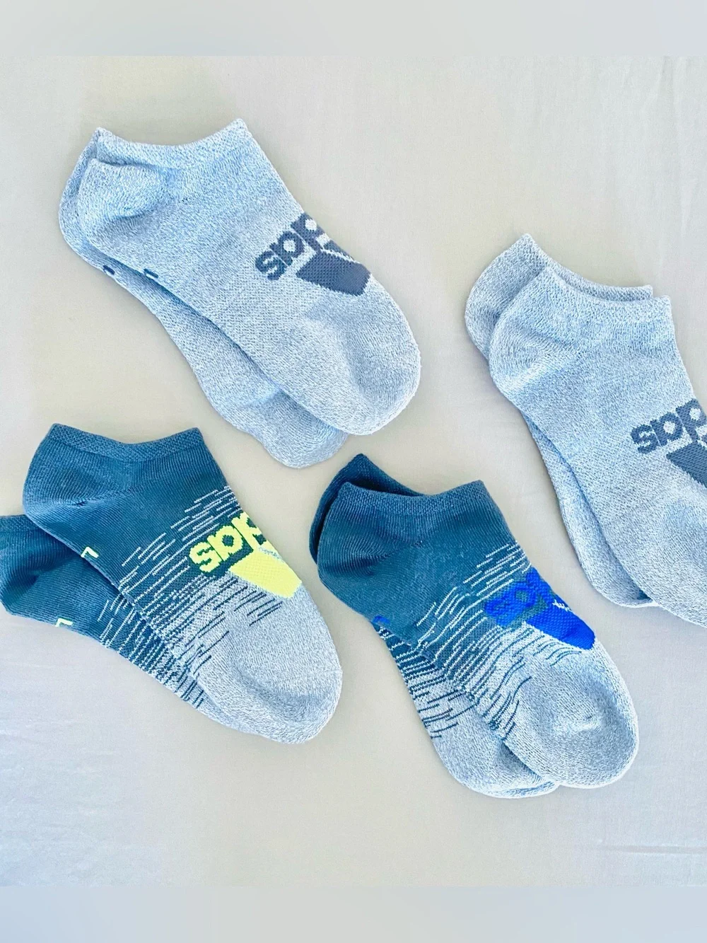 New👍🏽Adidas Bundle (4) Boys Low Ankle Moisture Wicking Socks SZ L (youth)